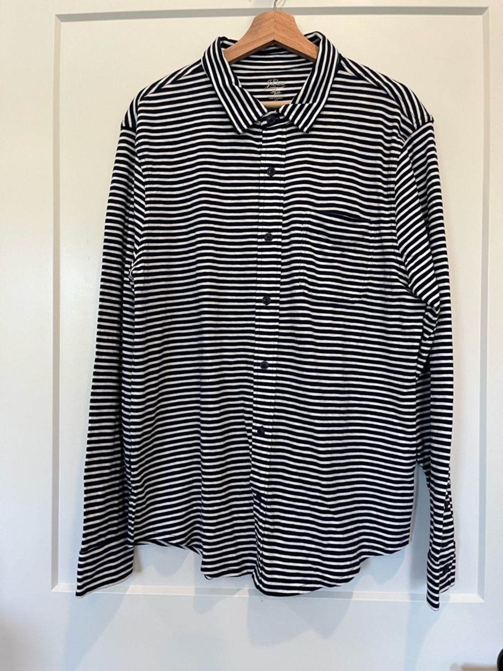J Crew stripped cotton coastal nautical preppy stretchy office long sleeve shirt